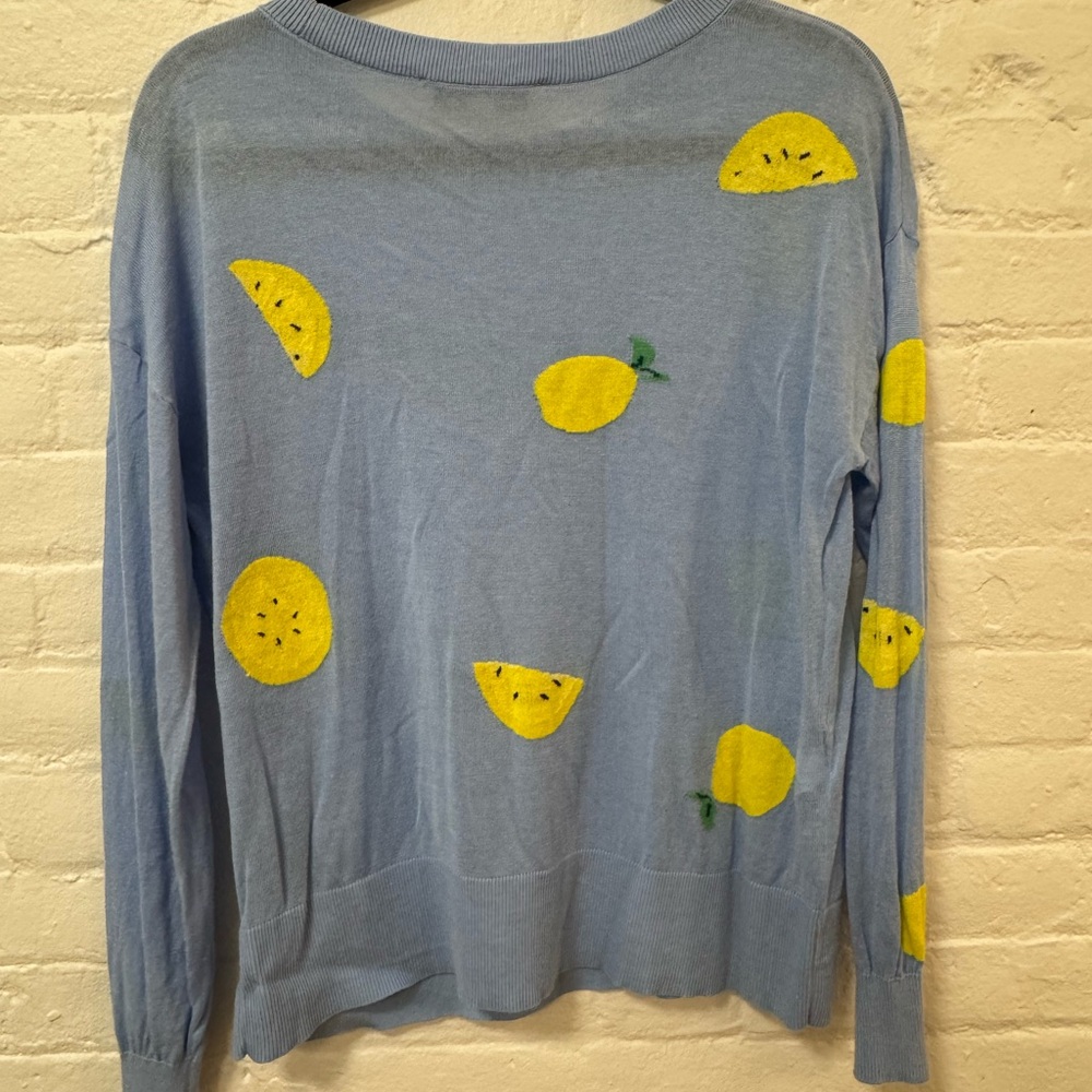 LOFT Blue Lemon print lightweight  sweater - Picture 4 of 5